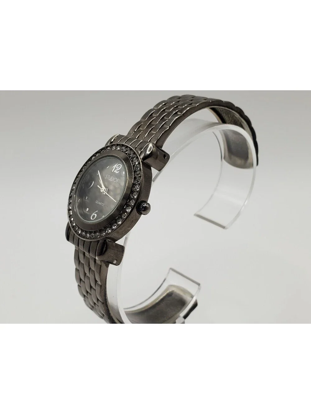 Studio Black Rhinestone Bezel Womens Watch 30mm New Battery